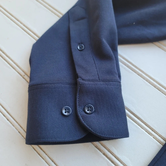 NWT Denim & Flowers Mens Size L Navy Blue Slim Fit Long Sleeve Button Up Shirt - Picture 4 of 10